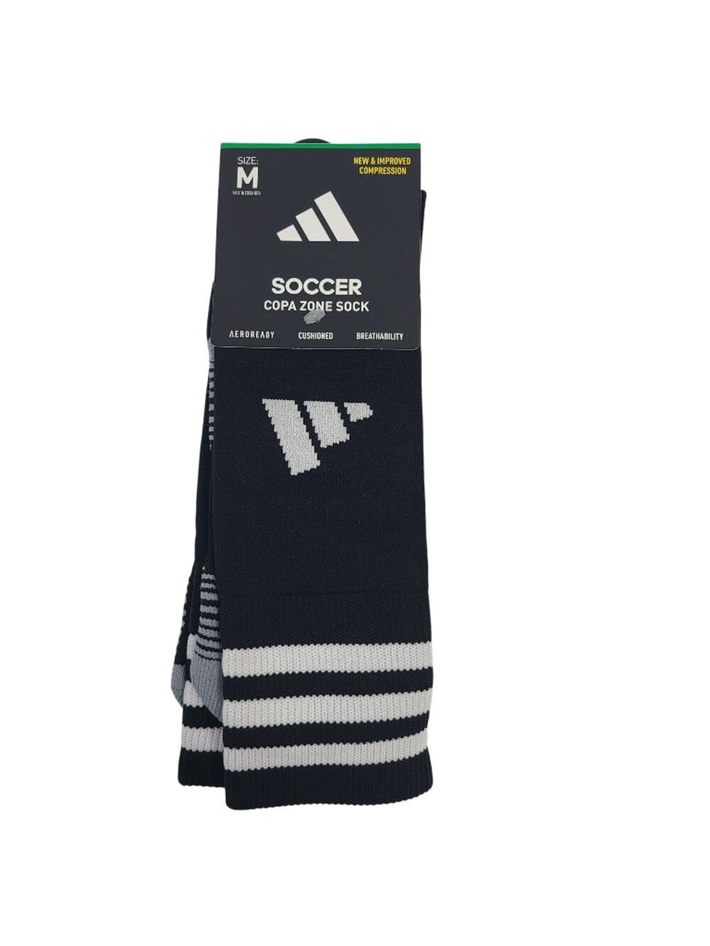 Adidas Soccer Copa Zone Socks Medium Black/White Aeroready Cushioned Compression